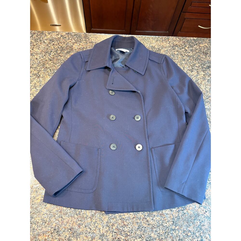 Liz Claiborne Navy Pea Coat Poly/Ray/Spandex Blend Size M